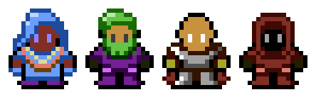 A cast of the characters from the game.